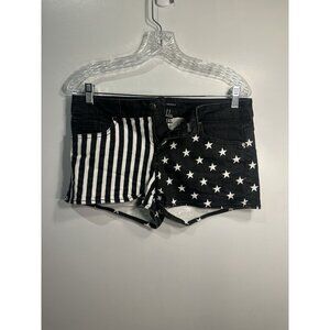 forever 21 black grey jean american flag shorts size 28